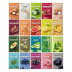 Last Day Promotion  - 49% off Korean Skincare Moisturizing and Nourishing Facial Mask Sheet Variety Combo Pack