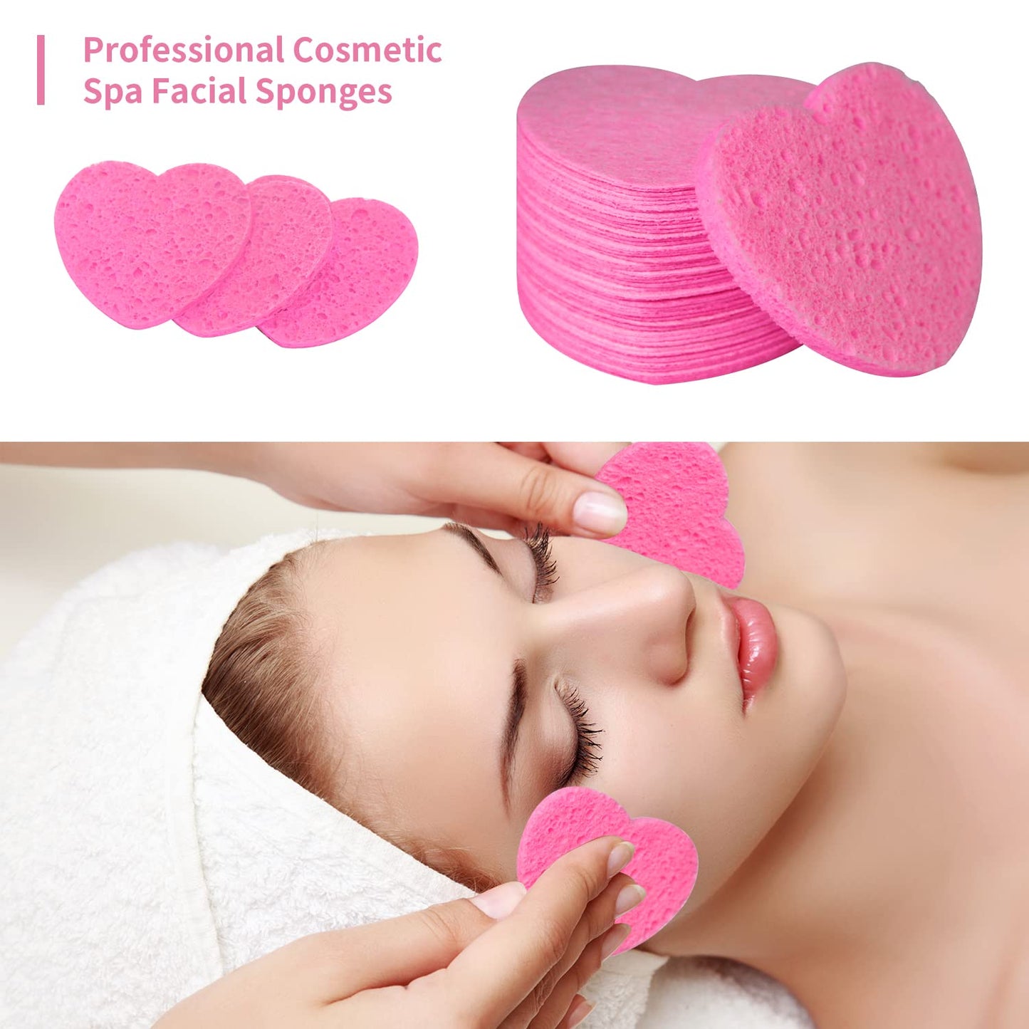 Facial Sponges Compressed, 100% Natural Cellulose Face Sponge Professional Cosmetic Spa Sponges for Face Cleansing 50pcs