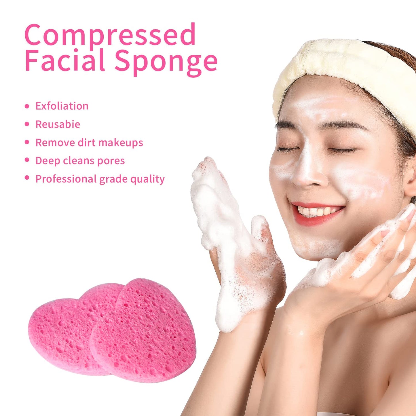 Facial Sponges Compressed, 100% Natural Cellulose Face Sponge Professional Cosmetic Spa Sponges for Face Cleansing 50pcs