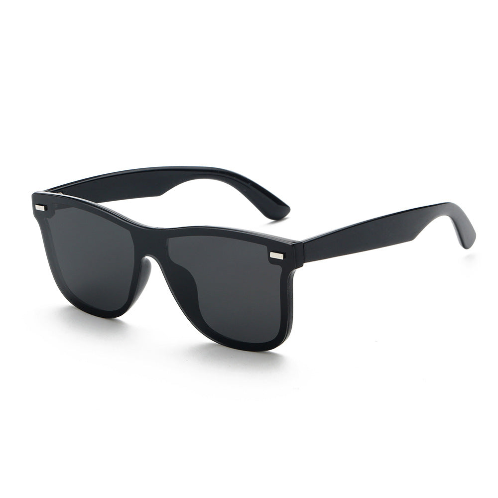 New fashion Trendy One Piece Vintage Big Square Frame Black Black Unisex UV-400 Fashion Sunglasses
