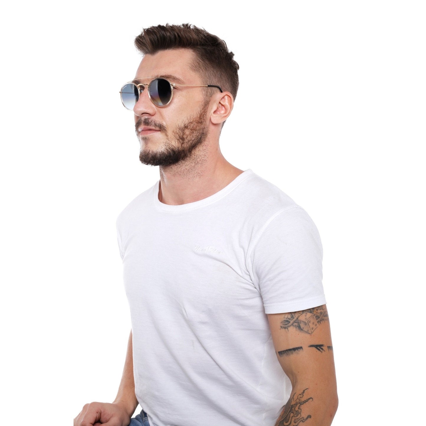 Suocchi 3647 Gold Transparent Gradient Black UV-400 Round Fashion Sunglasses