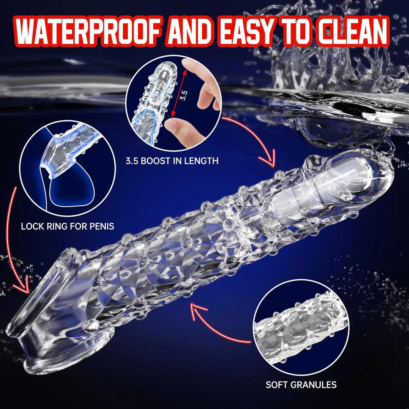 [Discreet Shipping+Free lubricant]🔥 Bigger, Harder & Texturized  💦 The Explosive Vibrating Wolf-Tooth Crystal Sleeve 💦