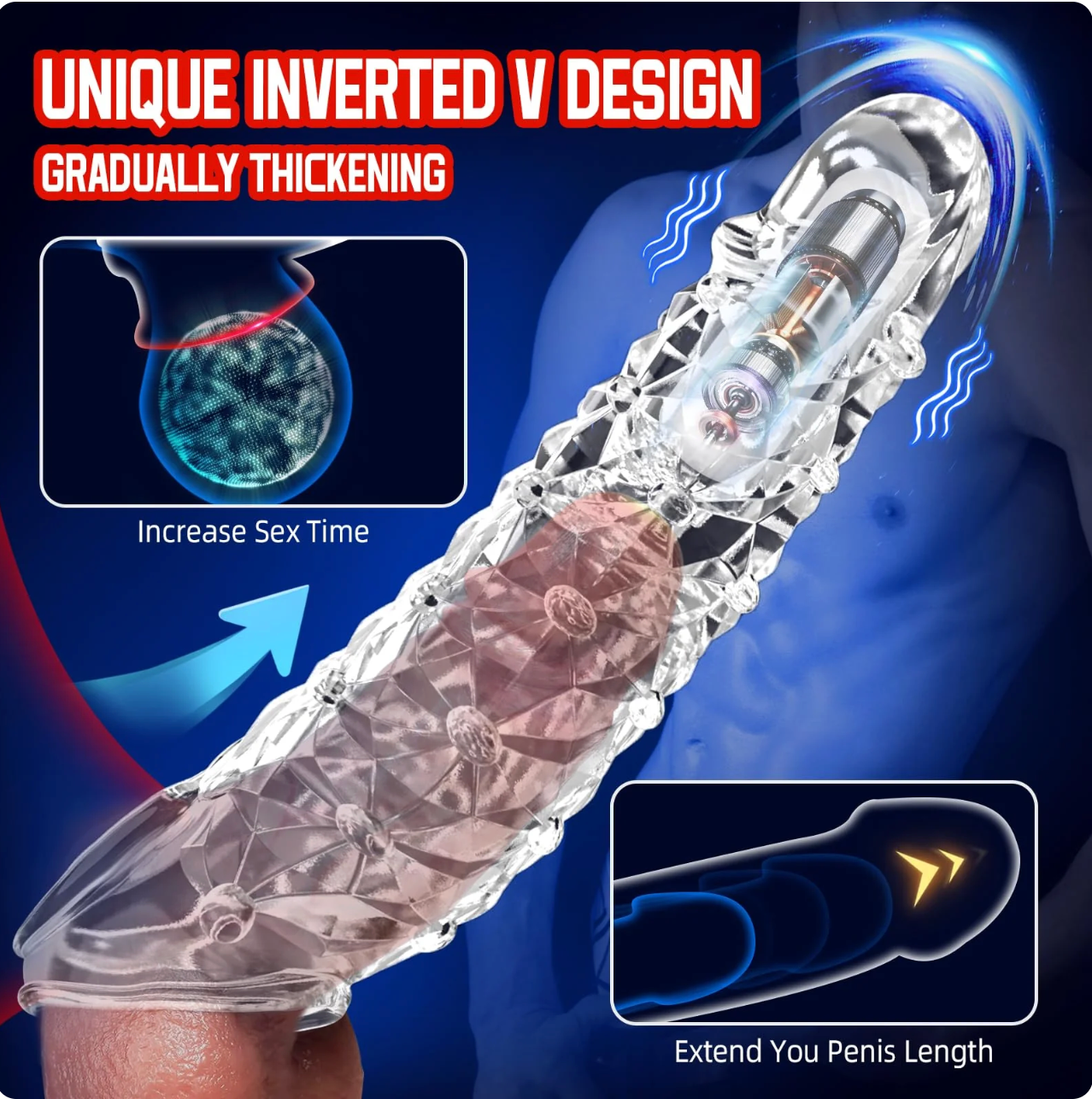 [Discreet Shipping+Free lubricant]🔥 Bigger, Harder & Texturized  💦 The Explosive Vibrating Wolf-Tooth Crystal Sleeve 💦