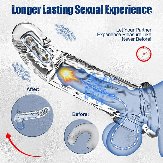 [Discreet Shipping+Free lubricant]🔥 Bigger, Harder & Texturized  💦 The Explosive Vibrating Wolf-Tooth Crystal Sleeve 💦