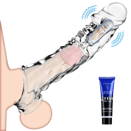 [Discreet Shipping+Free lubricant]🔥 Bigger, Harder & Texturized  💦 The Explosive Vibrating Wolf-Tooth Crystal Sleeve 💦