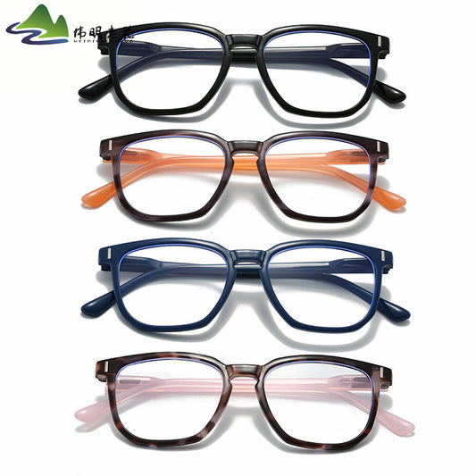 Anti-Blue Light Reading Glasses for Men & Women - Big Frame Spring Hinge Rivet Readers (+0 to +400)